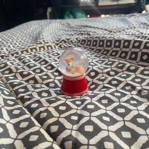 Miniature deer Snow Globe with Red Base